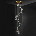 Zora Faceted Crystal Staircase Long Chandelier - Ineffable Lighting