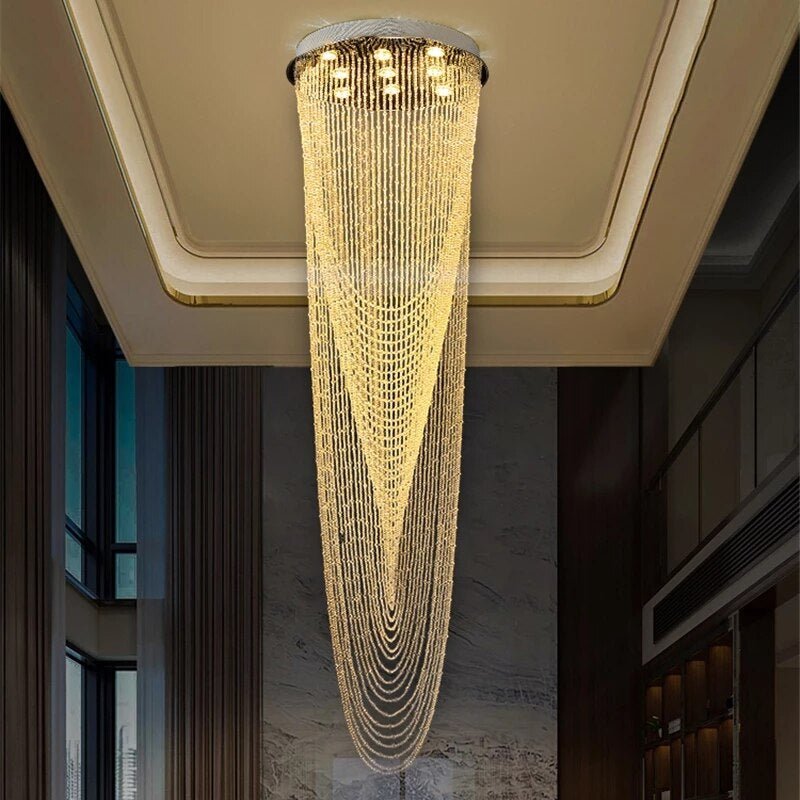 MIRODEMI® Luxury Large Staircase Flush Mount Led Crystal Ceiling Hanging Chandelier For Stairwell image | luxury furniture