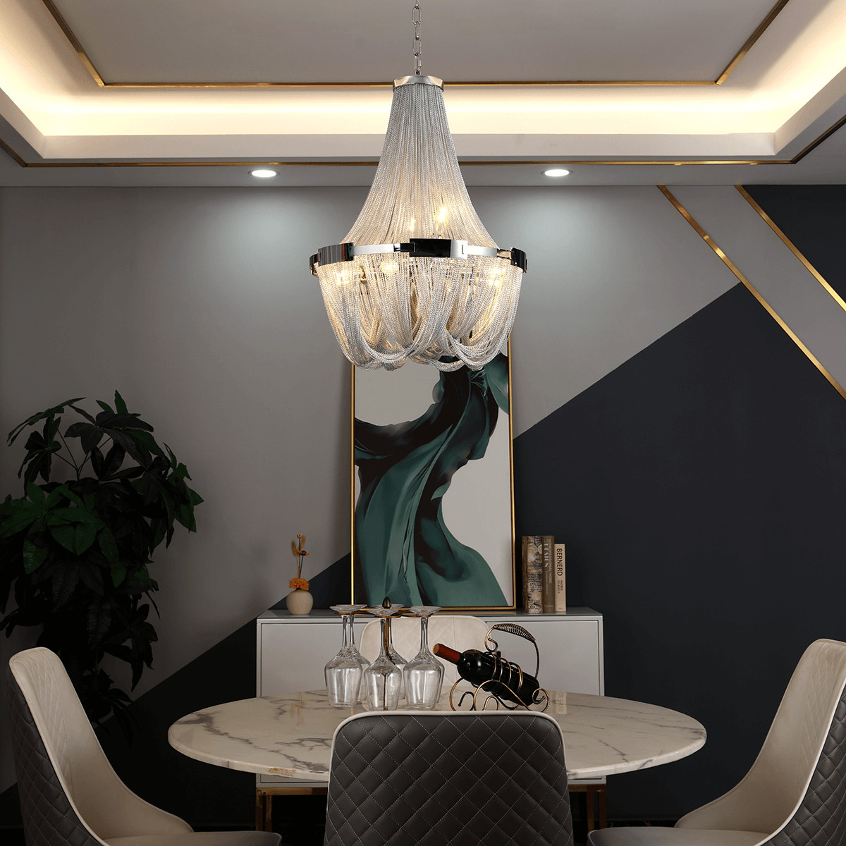 Modern Chain Tassel Chandelier For Living Room - Ineffable Lighting