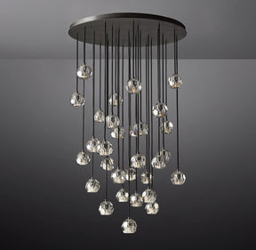 Modern Boule De Cristal Clear Glass Round Cluster Chandeli 40",30 Lights