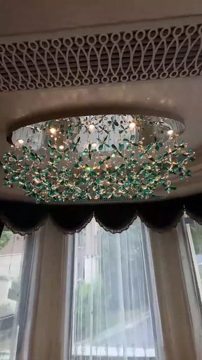 Olivialamps Lily Teal Flower Crystal Chandelier