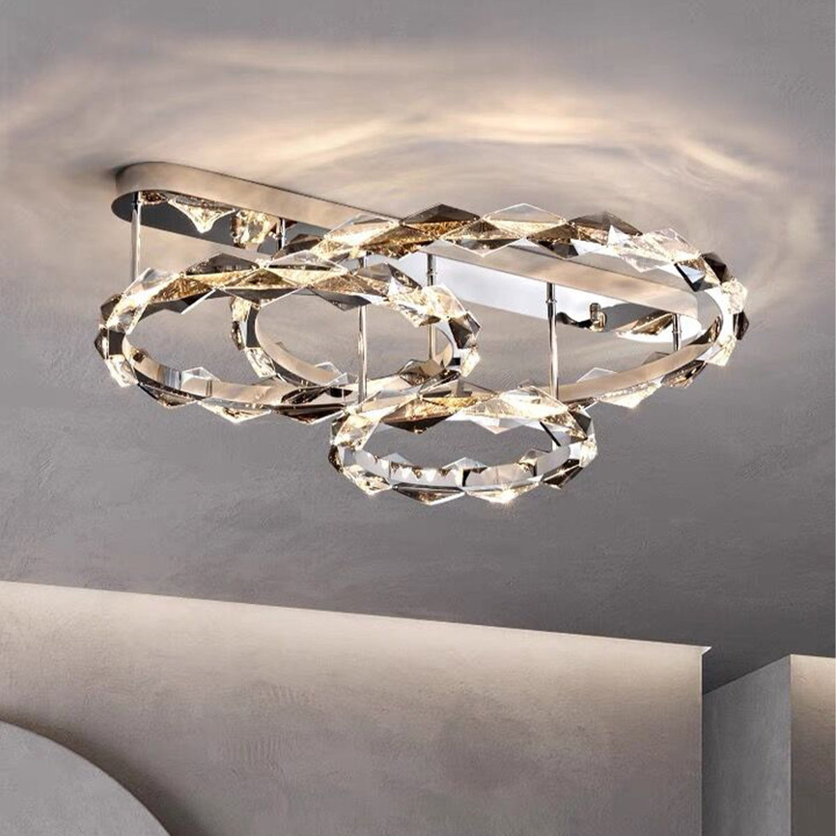 Olivialamps New Flush Mount Art Crystal Light Fixture Modern Round Designer Pendant Light For Living Room/Dining Room